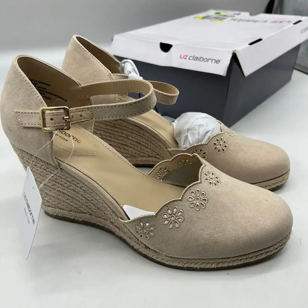 Liz Claiborne Morgan Women's Wedge Heels Cream Sand Size 9.5M